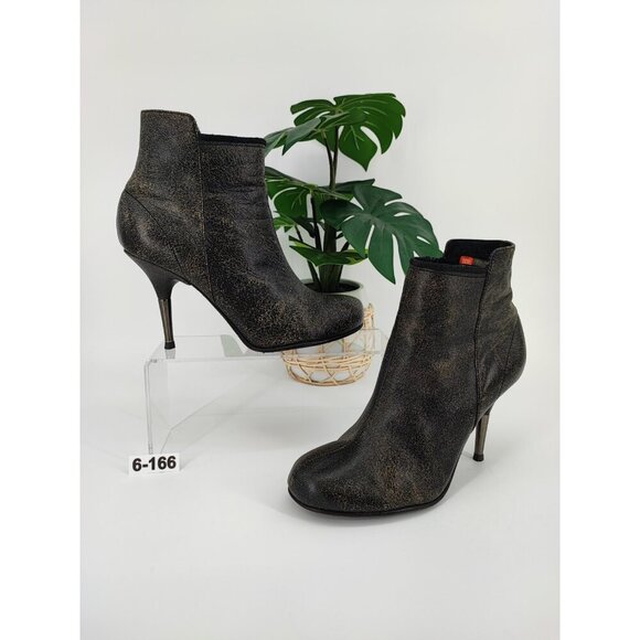 Diesel Women’s Firetip Distressed Ankle Booties Brown Stiletto Heels Size 6.5US - Picture 1 of 10